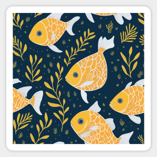 Colorful Gold Fish Swimming Pattern Sticker